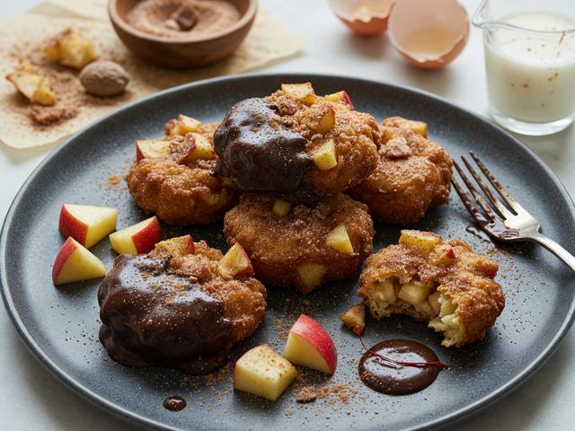 Mexican Chocolate-Dipped Churro Apple Fritters
