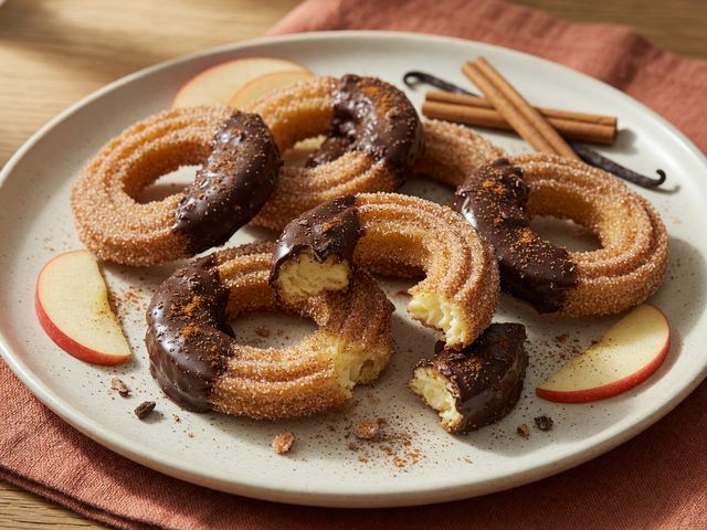 Mexican Chocolate-Dipped Churro Apple Rings
