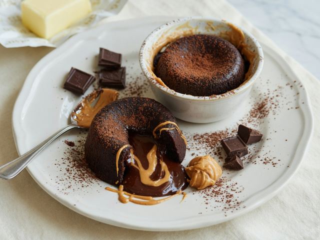 molten peanut butter chocolate lava cakes