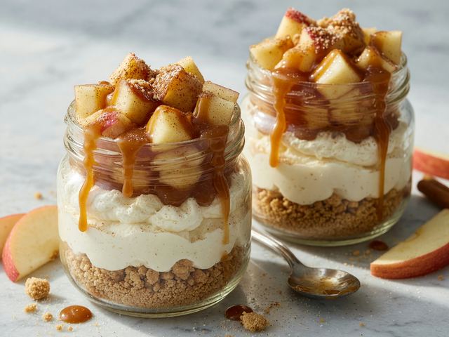 No-Bake Caramel Apple Cheesecake Jars