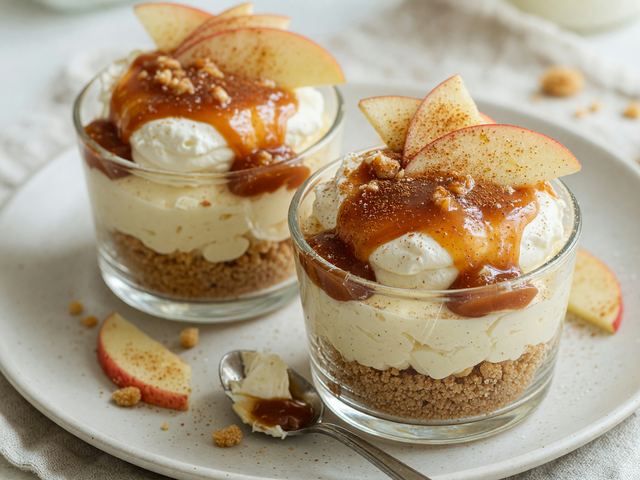 No-Bake Caramel Honeycrisp Cheesecake Cups