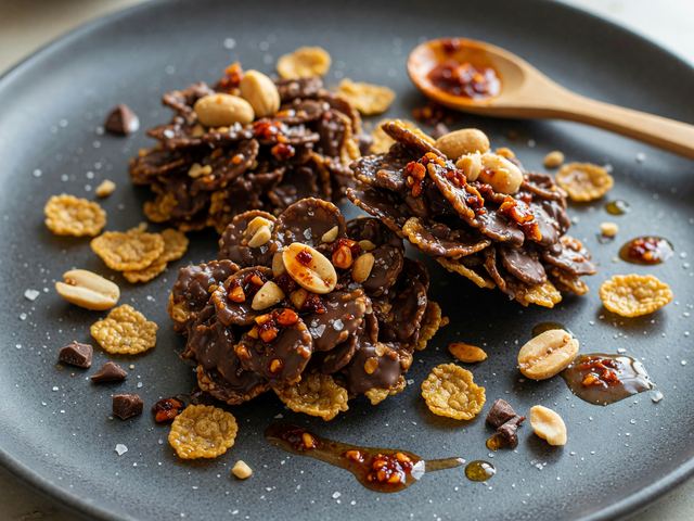 No-Bake Chili-Crisp Chocolate Cornflake Clusters