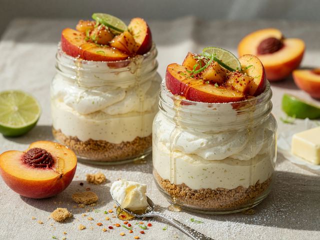 No-Bake Chili-Lime Nectarine Cheesecake Jars