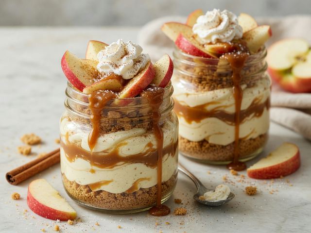 No-Bake Dulce de Leche Apple Cheesecake Jars