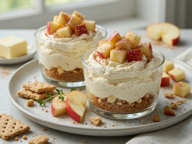 No-Bake Early Apple Cheesecake Cups with Graham Crunch