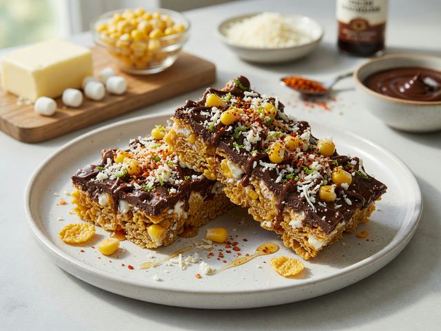 No-Bake Elote Chocolate Cornflake Crunch Bars