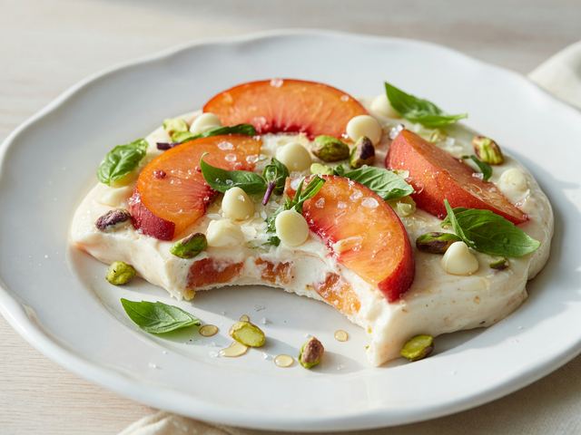 No-Bake Frozen Peach-Basil Yogurt Bark