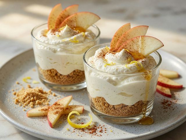 No-Bake Greek Yogurt Honeycrisp Cheesecake Cups