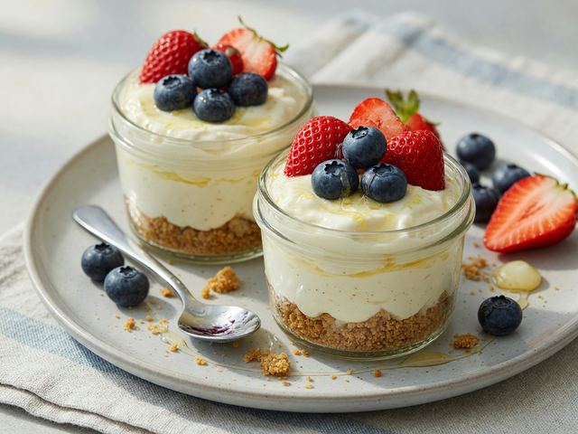 No-Bake High-Protein Greek Yogurt Cheesecake Cups