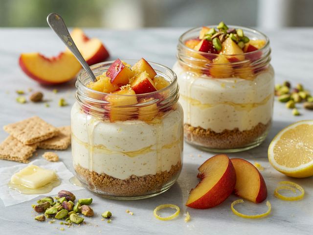 No-Bake Honey Nectarine Cheesecake Jars