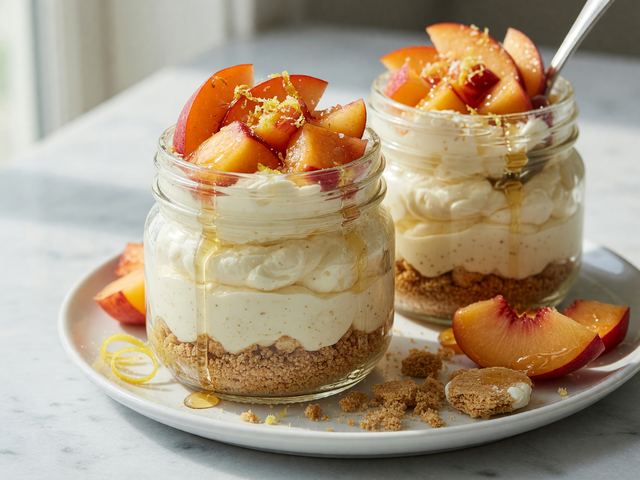 No-Bake Honey-Nectarine Cheesecake Jars
