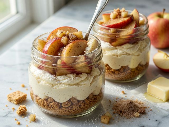 No-Bake Honeycrisp Apple Pie Cheesecake Jars
