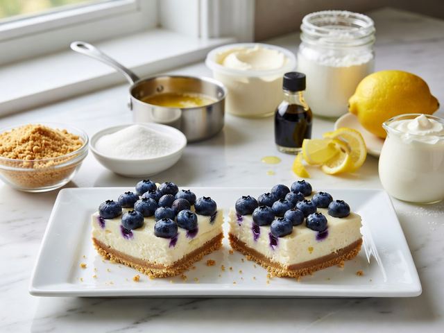 No-Bake Lemon Blueberry Cheesecake Bars