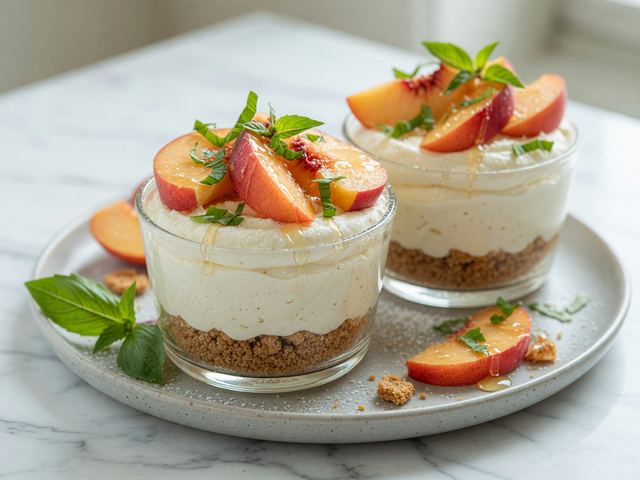 No-Bake Nectarine Basil Cheesecake Cups