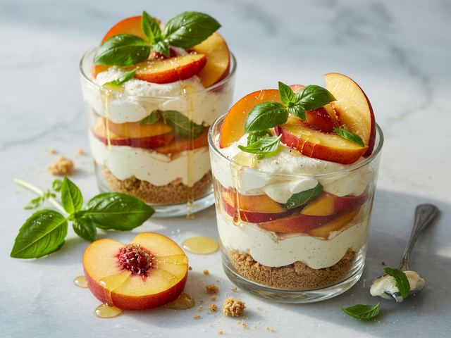 No-Bake Nectarine Basil Cream Parfaits