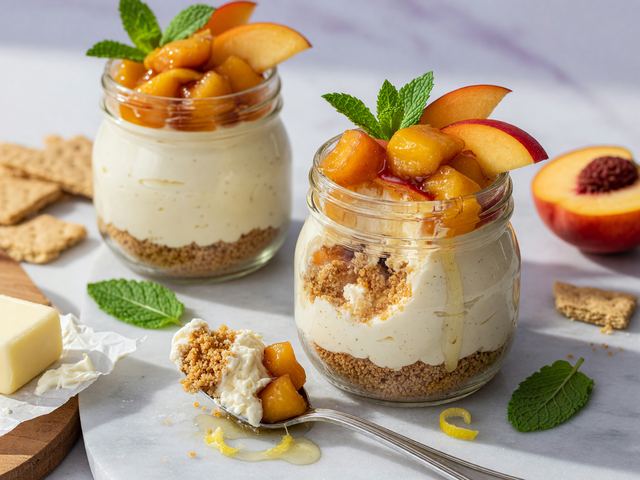 No-Bake Nectarine Cheesecake Jars