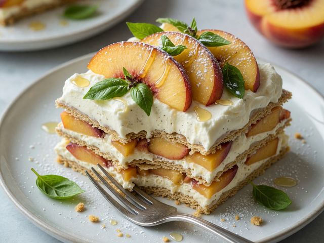 No-Bake Peach-Basil Icebox Cake
