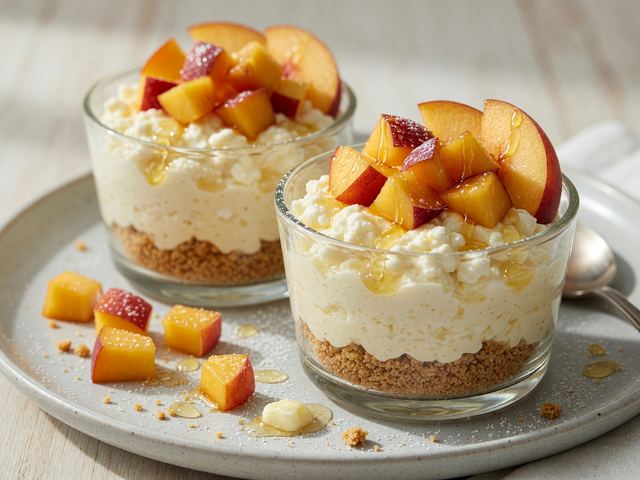 No-Bake Peach Cottage-Cheese Cheesecake Cups