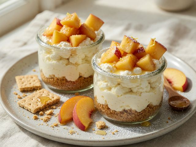 No-Bake Peach Cottage-Cheese Cheesecake Cups