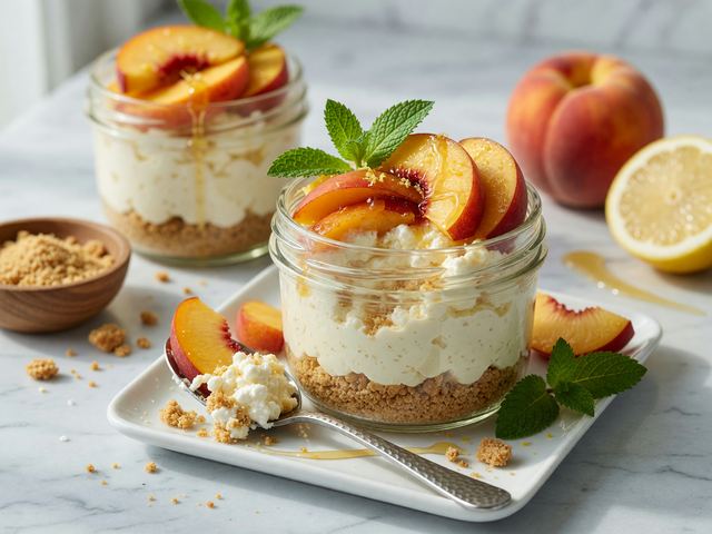 No-Bake Peach Cottage-Cheese Cheesecake Jars