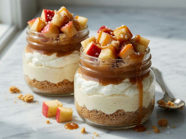 No-Bake Salted Caramel Apple Cheesecake Jars