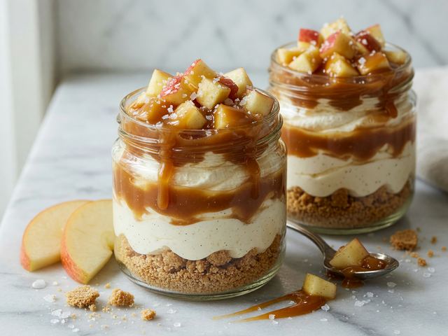 No-Bake Salted Caramel Apple Cheesecake Jars