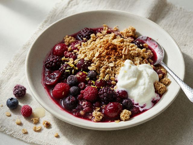 One-Pan Berry Crisp with Yogurt
