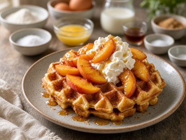 Peach Shortcake Waffles