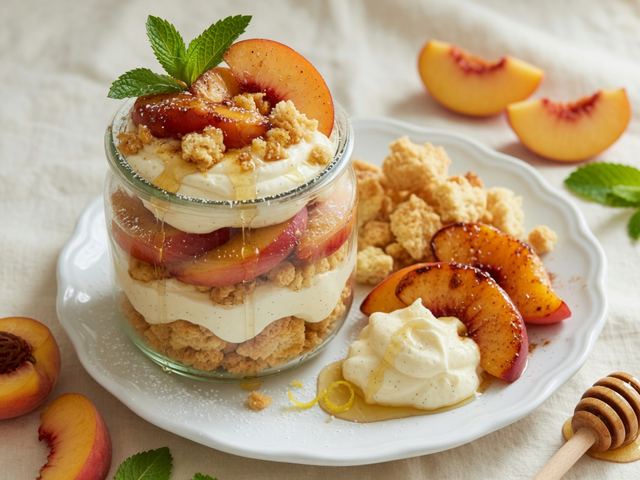 Roasted Honey Peach Shortcake Trifles