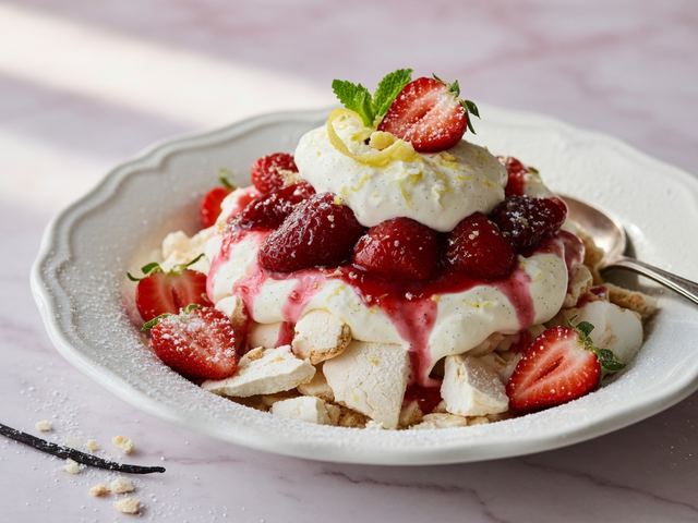 Roasted Strawberry Eton Mess