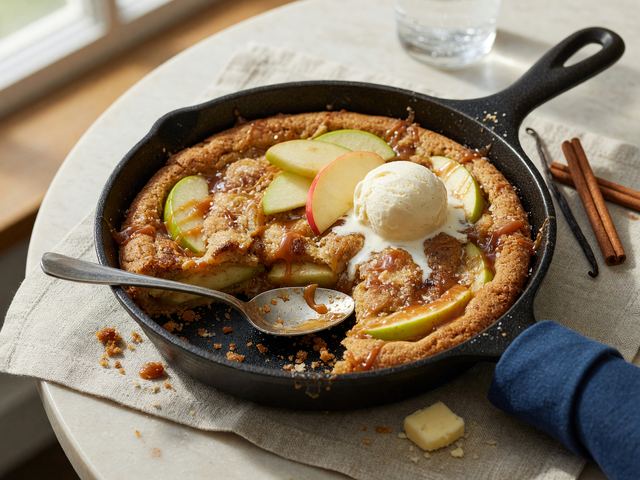 Salted Caramel Apple Skillet Cookie