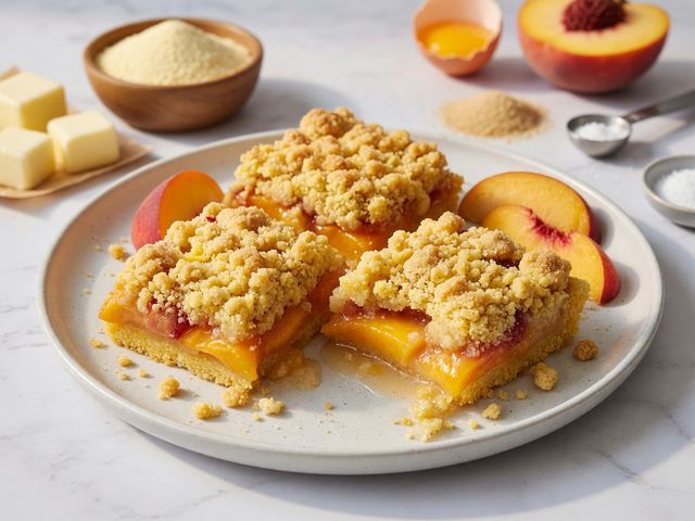 Sheet-Pan Peach Cornmeal Crumble Bars