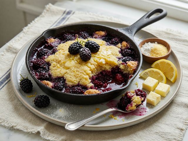 Skillet Blackberry Cornmeal Cobbler