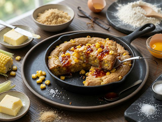 Skillet Brown-Butter Sweet Corn Blondies with Hot Honey