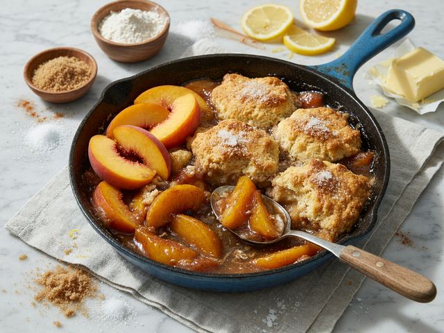 Skillet Brown-Sugar Peach Cobbler