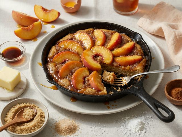 Skillet Brown-Sugar Peach Upside-Down Blondies