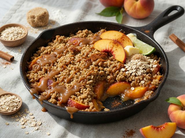 Skillet Dulce de Leche Peach Crisp