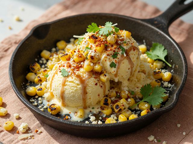 Skillet Elote-Style Sweet Corn Ice Cream Sundae