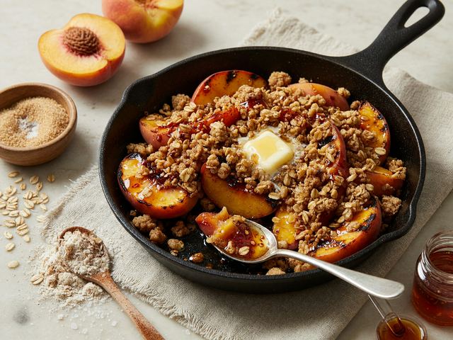 Skillet Grilled Peach Hot-Honey Crisp