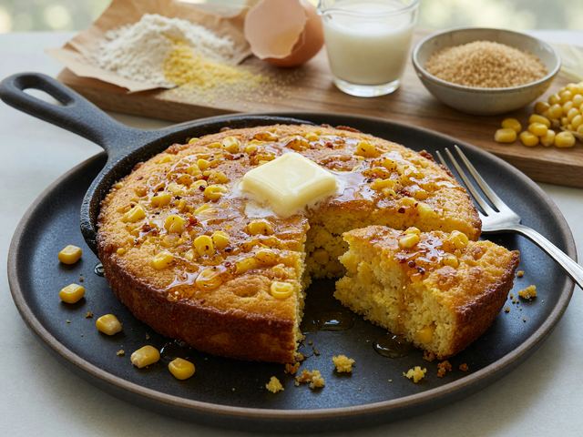Skillet Hot-Honey Sweet Corn Cake