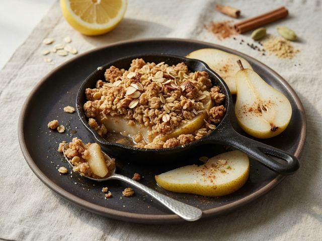Skillet Spiced Pear Crisp with Oat Streusel