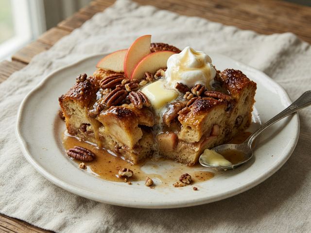 Southern Bourbon-Pecan Apple Bread Pudding