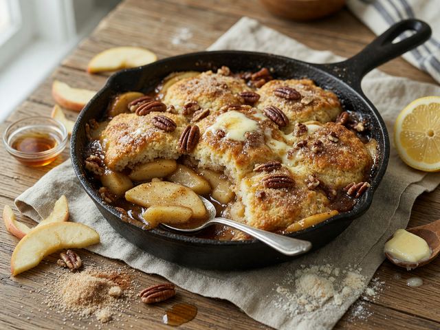 Southern Bourbon-Pecan Apple Skillet Cobbler