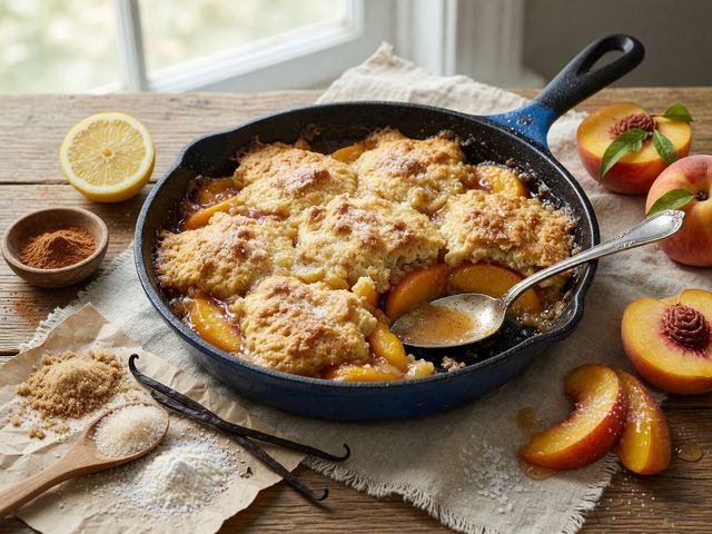 Southern Brown-Sugar Peach Skillet Cobbler