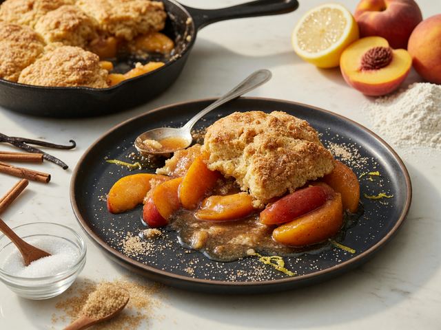Southern Cast-Iron Peach Biscuit Cobbler