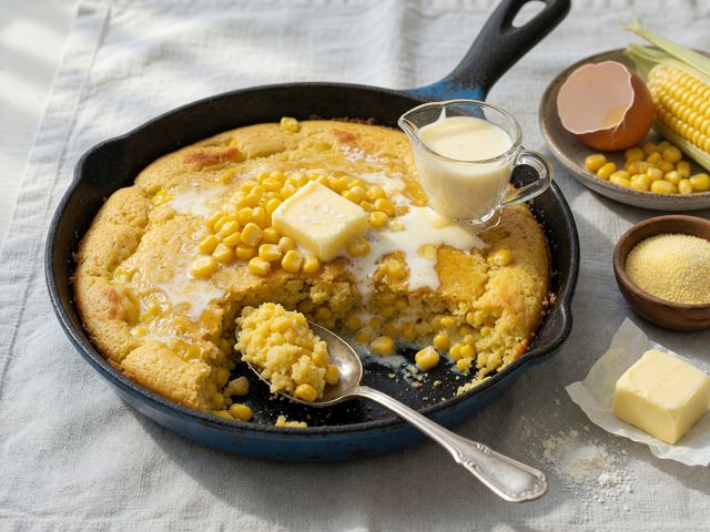 Southern Cast-Iron Sweet Corn Spoon Cake
