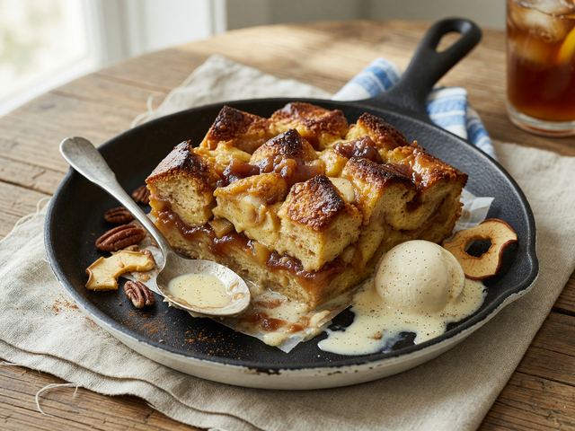 Southern Skillet Apple Butter Bread Pudding