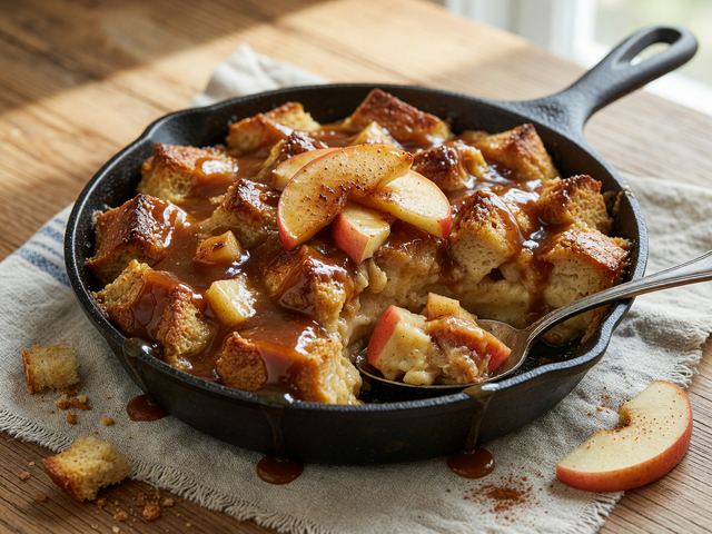 Southern Skillet Bourbon-Caramel Apple Bread Pudding