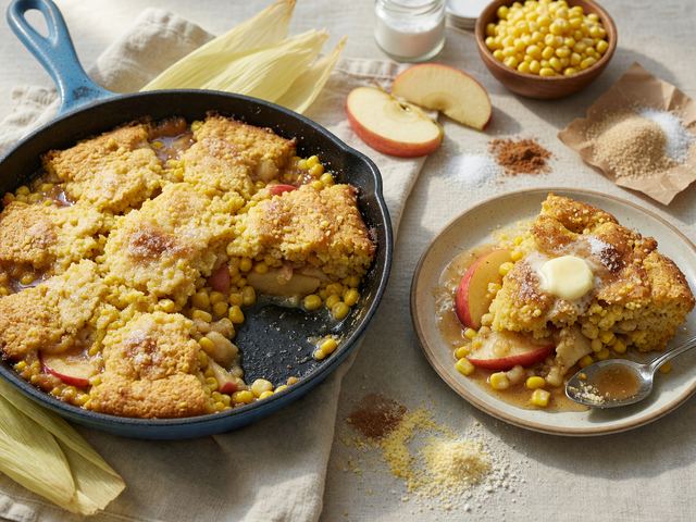 Southern Sweet-Corn and Honeycrisp Skillet Cobbler