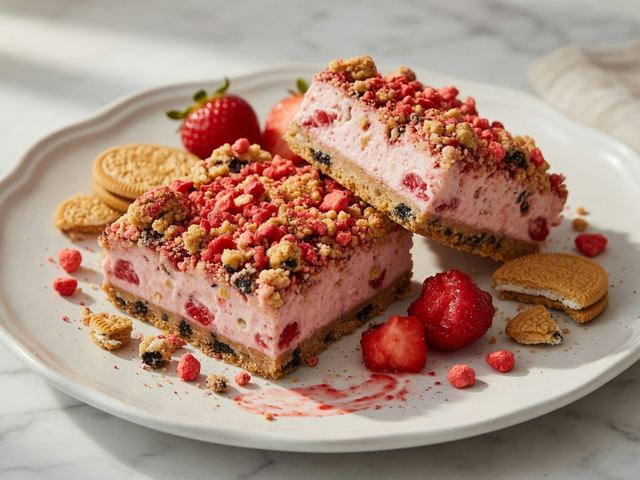 Strawberry Crunch Cheesecake Bars